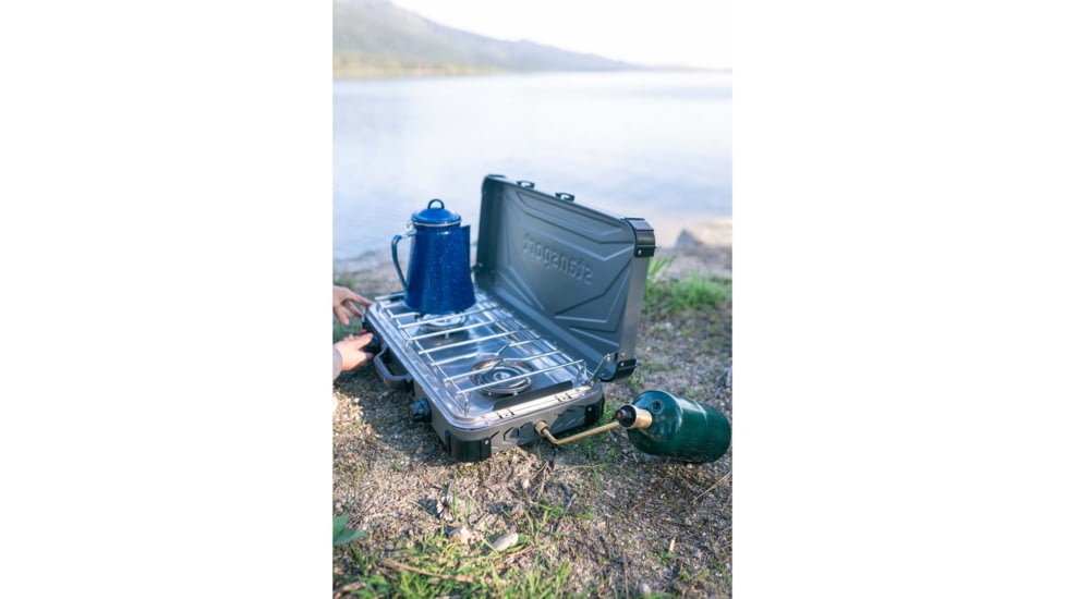 Stansport Boulder Series 2-Burner Propane Stove, 2x 25K BTU Burners, Gray, 24.24L x 17W x 15.5H, 212-700