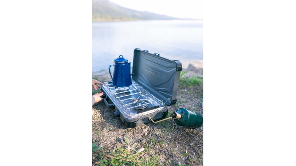 Stansport Boulder Series 2-Burner Propane Stove, 2x 25K BTU Burners, Gray, 24.24L x 17W x 15.5H, 212-700