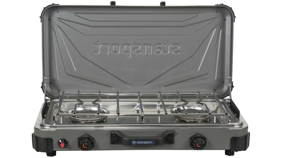 Stansport Boulder Series 2-Burner Propane Stove, 2x 25K BTU Burners, Gray, 24.24L x 17W x 15.5H, 212-700