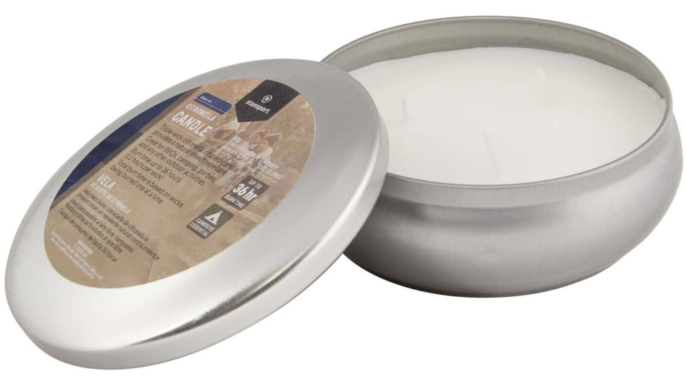 Stansport Bug Repellent Citronella Candle - 3-Wick, 10 oz, Stainless/White, 126