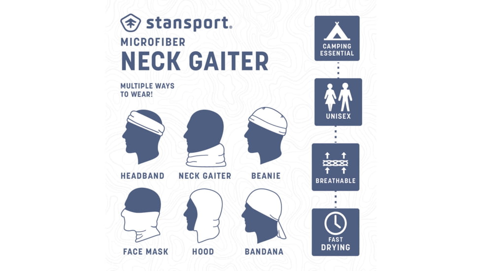 Stansport Neck Gaiter/Face Mask, One Size, Blue, 1400-50