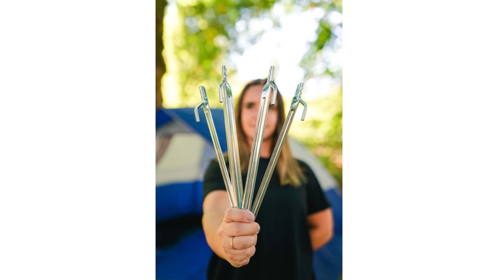 Stansport 12 Steel Tent Stakes - 4 Pack, Stainless, 12L x 0.75W x 0.5H, 812-4