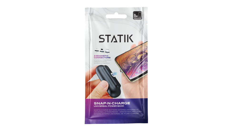 Statik Snap-N-Charge Universal Power Bank, Black, PUP-0373
