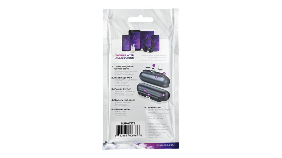 Statik Snap-N-Charge Universal Power Bank, Black, PUP-0373