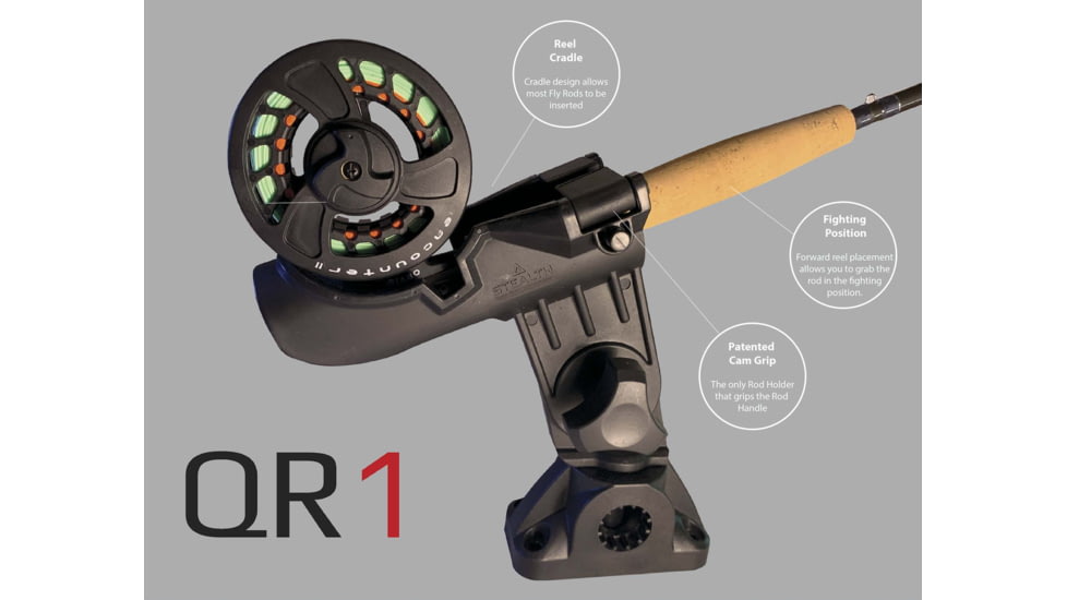 Stealth Rod Holders Qr1 Rod Holder With Mulit Mount Base And Extension, Black, QR1-MMX