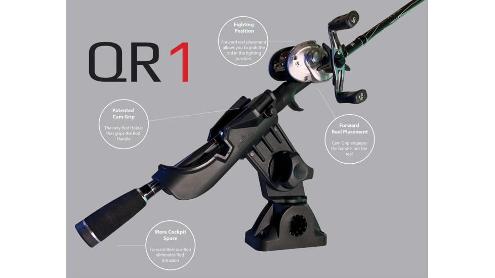 Stealth Rod Holders Qr1 Rod Holder With Mulit Mount Base And Extension, Black, QR1-MMX