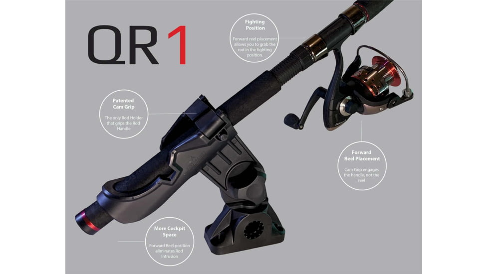 Stealth Rod Holders Qr1 Rod Holder With Mulit Mount Base And Extension, Black, QR1-MMX