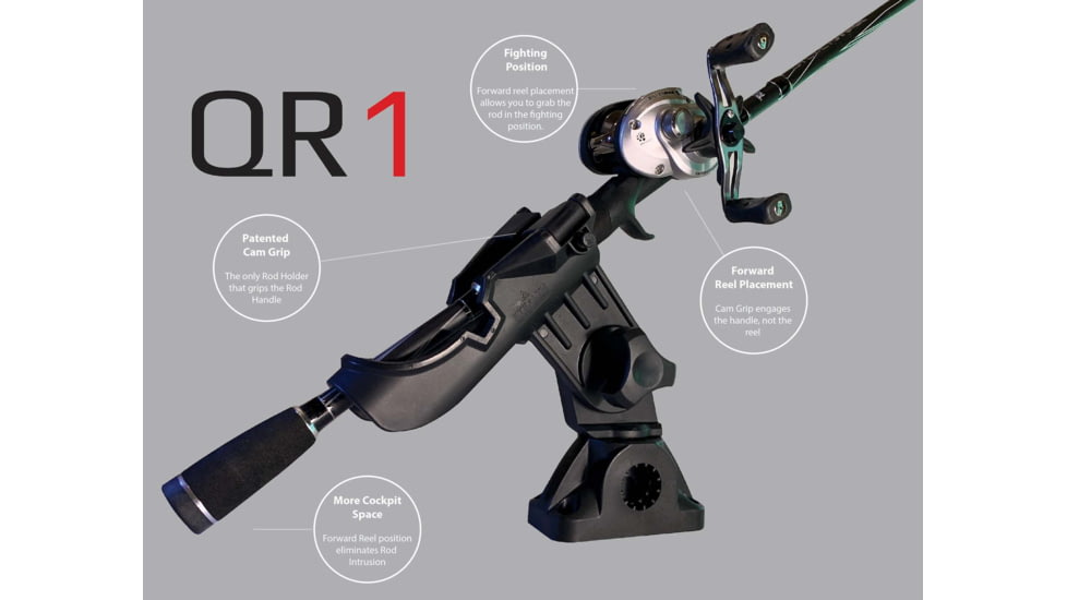 Stealth Rod Holders QR1 Rod Holder With No Base, Black, QR1-NB