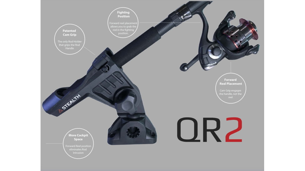 Stealth Rod Holders Qr2 Rod Holder With No Base, Black, QR2-NB