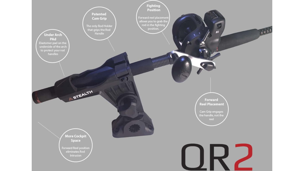Stealth Rod Holders Qr2 Rod Holder With No Base, Black, QR2-NB