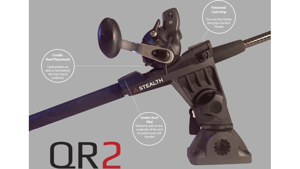 Stealth Rod Holders Qr2 Rod Holder With No Base, Black, QR2-NB