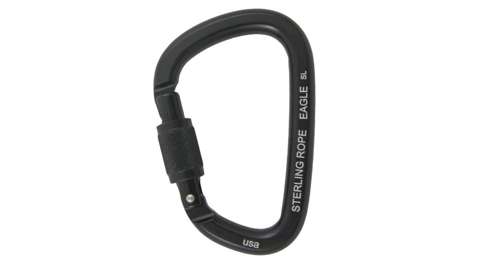 Sterling Eagle Large Pear Carabiner-Black-Screw Lock