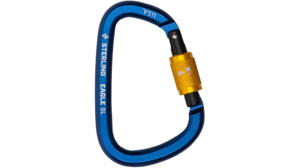 Sterling Eagle Screwlock Pear Carabiner, Blue, Large, HWEAGLESL