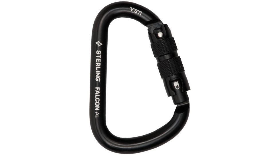 Sterling Falcon Autolock Pear Carabiners, Black, Small, HWFALCONALB