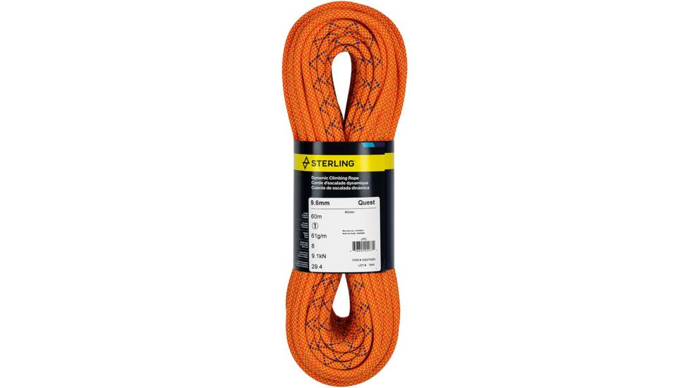 Sterling Quest 9.6mm Dynamic Rope, Bicolor Orange, 60m, DQ270060