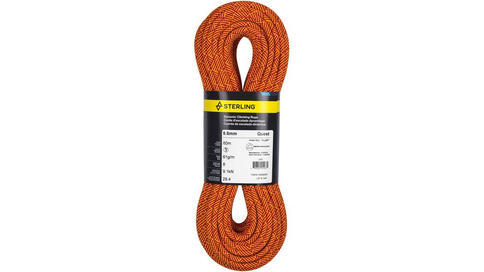 Sterling Quest 9.6mm Dynamic Rope, DryXP, Red, 60m, DQ082060