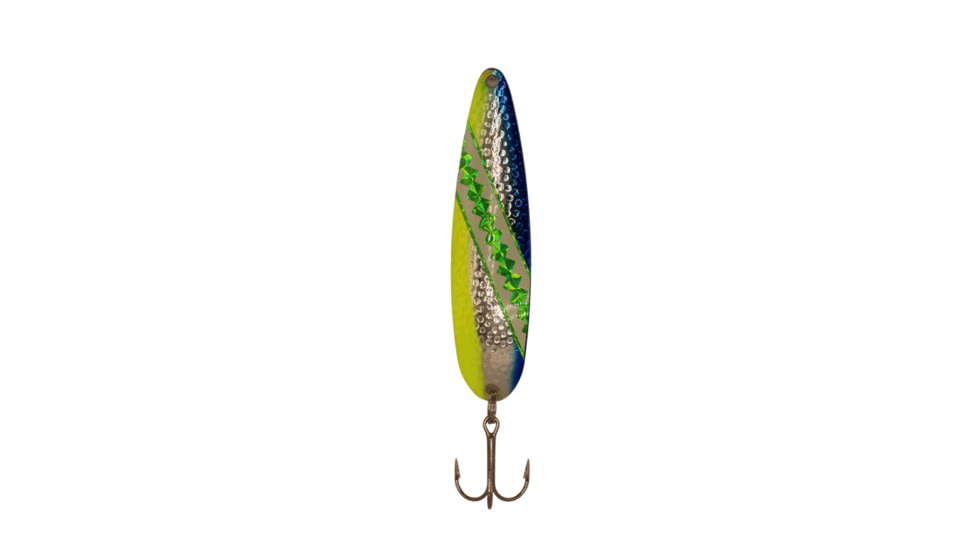 Stinger Stingray Spoon Lightweight Trolling Spoon, 4.25in .4oz., #1 VMC Hooks, Silver Hammered, Blue Dolphin, NSH77
