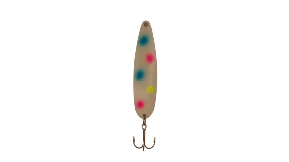 Stinger Stingray Spoon Lightweight Trolling Spoon, 4.25in .4oz., #1 VMC Hooks, Silver Hammered, Wonderbread Super Glow, NSH171