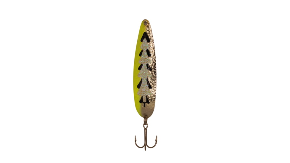 Stinger Stingray Spoon Lightweight Trolling Spoon, 4.25in .4oz., #1 VMC Hooks, Silver Hammered, Yellow Killer, NSH208