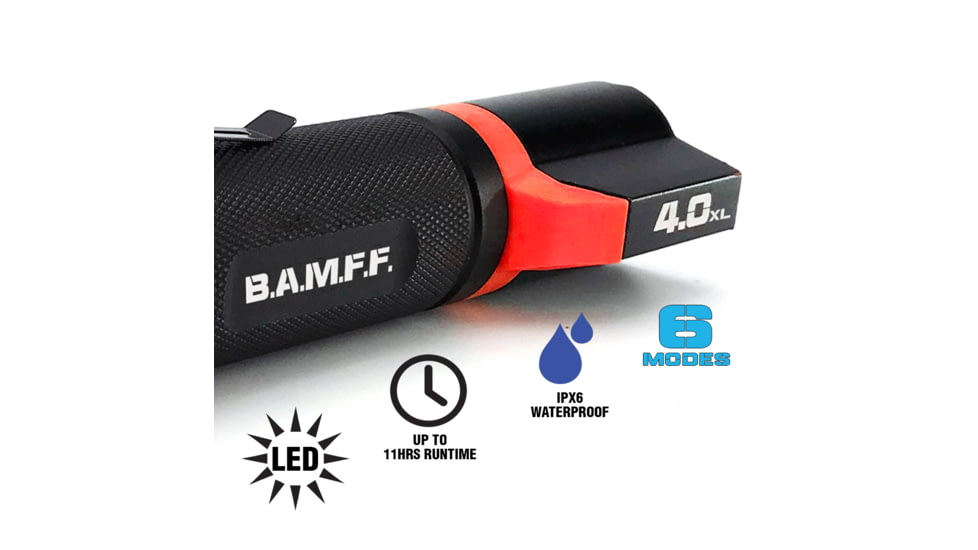 STKR Concepts BAMFF 4.0XL- 400 Lumens Dual LED Flashlight, Black/ Red, 00156