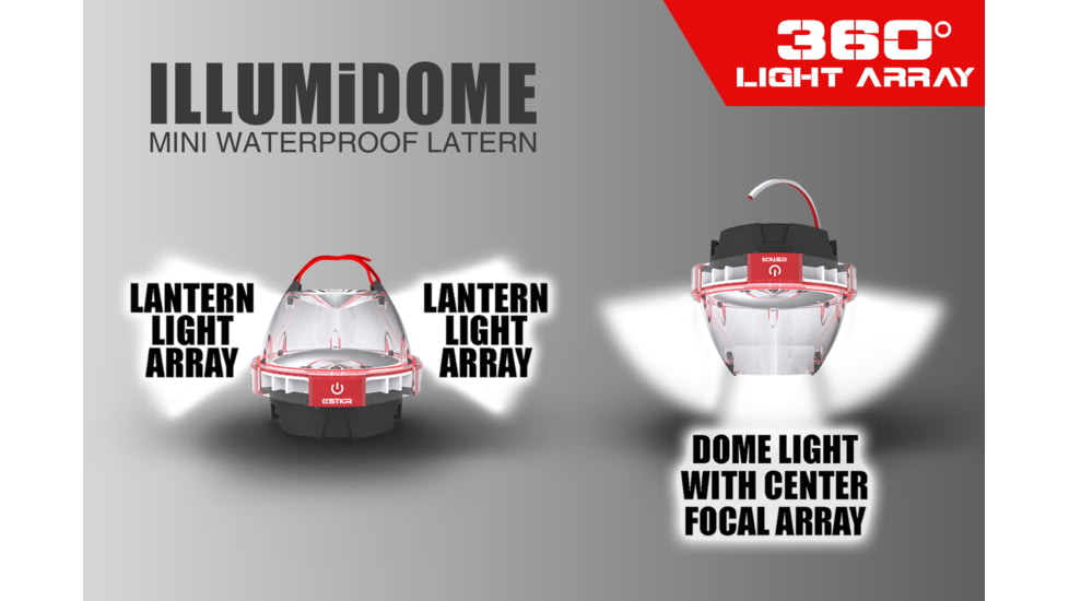 STKR Concepts ILLUMiDOME- Mini Waterproof Lantern, Red, 00245, EDEMO1