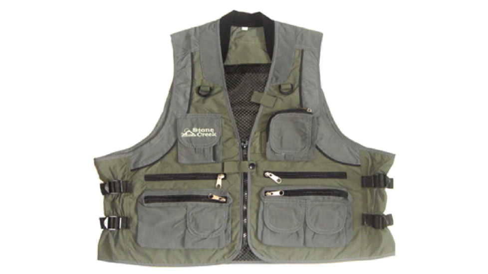 Stone Creek Deluxe Fishing Vest, Grey/Sage, 3X Large, SCDV3X