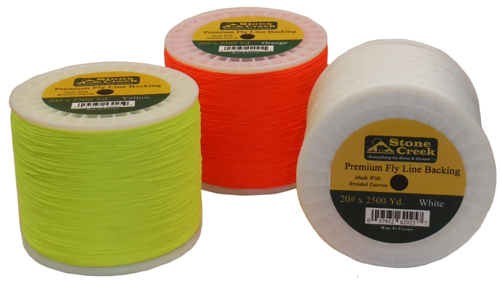 Stone Creek Fly Line Backing, Braided Nylon, 20#, 2,500 Yard, White, BK2520W