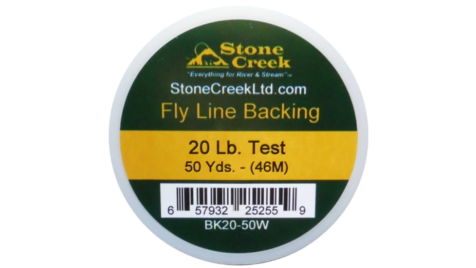 Stone Creek Fly Line Backing, Braided Nylon, 20#, 100 Yard, White, BK1W