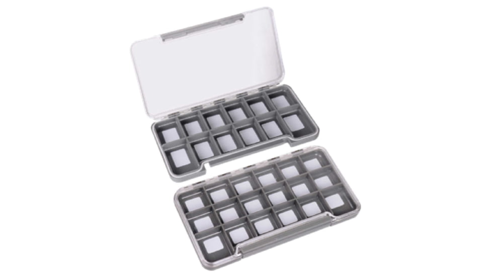 Stone Creek Slim J Magnetic Fly Box, 18 Compartment, Clear, 7.25in x 4in x .5in, FBSJ18