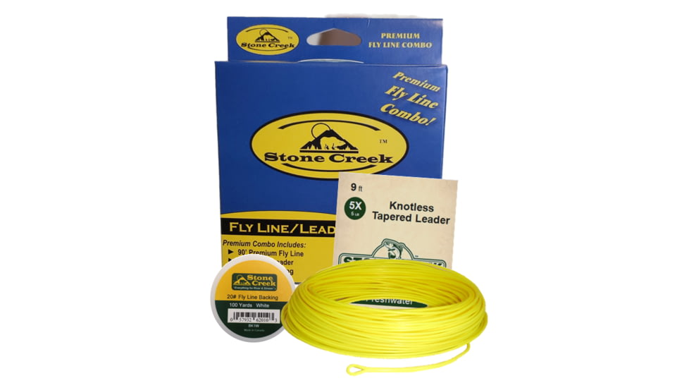 Stone Creek Standard Combo WF 8 Fly Line, 20# Backing, 3X Leader, Yellow, FLCK8