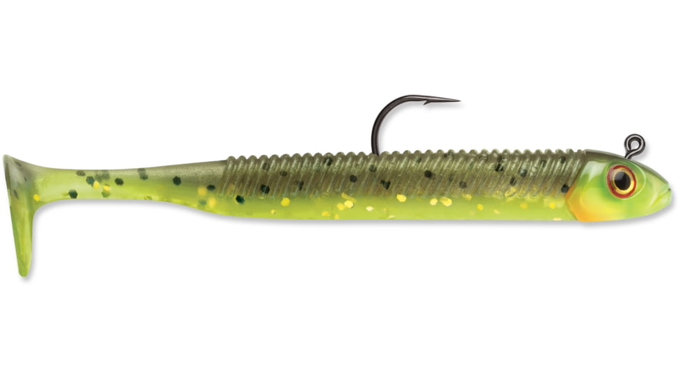 Storm 360GT Searchbait Minnow, 2.5", 3/32oz Jig, #2 Hook 1 Rigged/2 Bodies, Hot Olive, SBM25HO-332J
