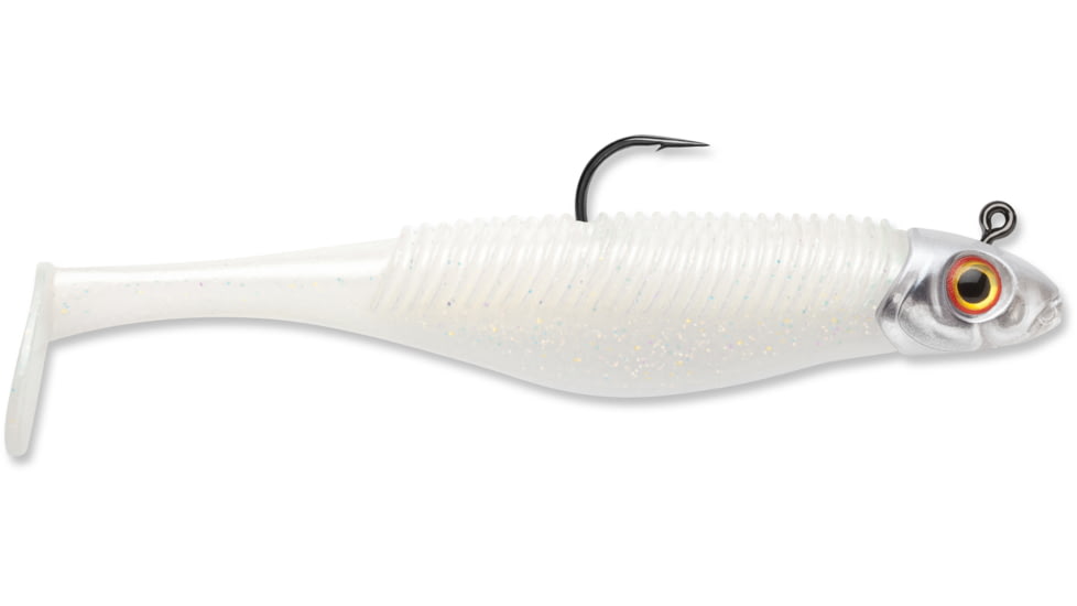 Storm 360GT Searchbait Shad, Sinking, 3-1/2&quot;, 1/4oz, #2/0 Hk, 1 Rigged Two Bodies, Pearl Ice, SBD35PI-14J
