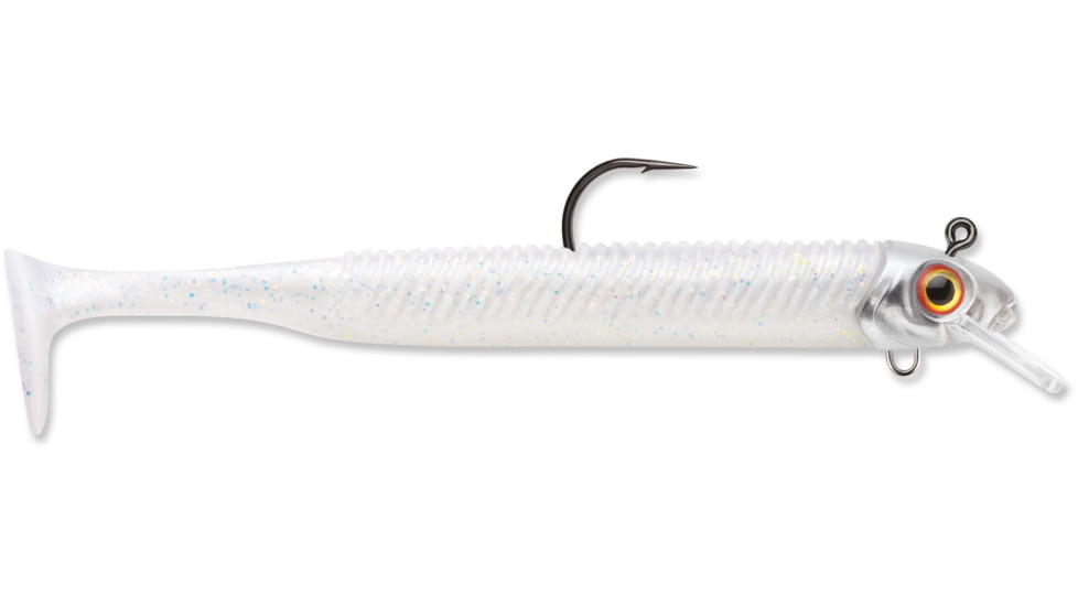 Storm 360GT Searchbait Swimmer, 3.5", 1/8oz Jig, #2/0 Hook 1 Rigged/2 Bodies, Pearl Ice, SBS35PI-18J