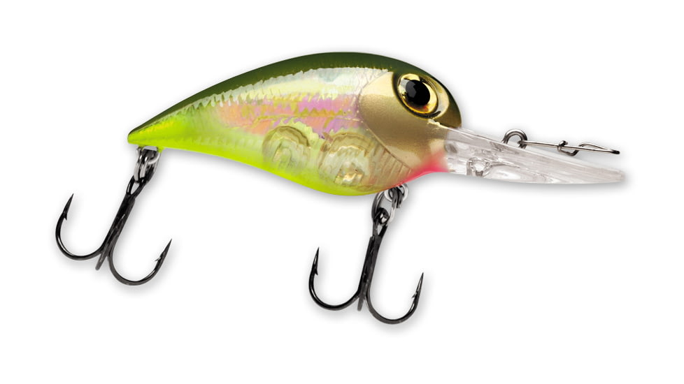 Storm Wiggle Wart Madflash Crankbait, Floating, Olive Chartreuse Glow, 2in, 3/8oz, VM581
