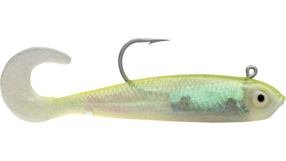Storm WildEye Curl Tail Minnow Swimbaits, 3, 3in, Chartreuse Silver, WCM03SHCS