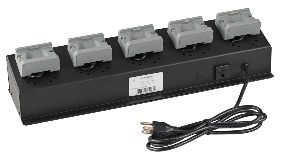Streamlight 5-Unit Bank Charger, 120V AC, USB HAZ-LO Headlamp, Black, 61469
