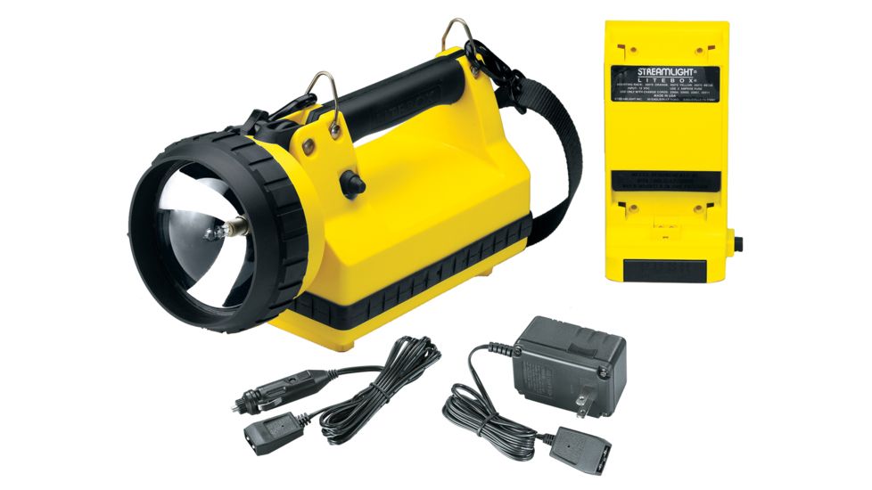 Streamlight LiteBox Flashlight w/ Standard AC/DC Charging System, 20-Watt Spot Bulb, Yellow, 45109
