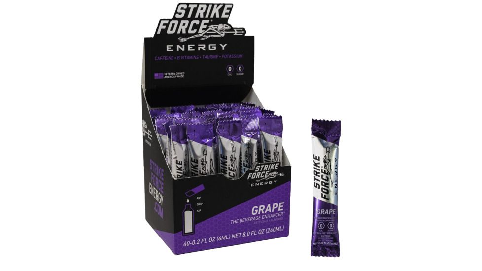 Strike Force Energy Beverage Enhancer, 40 ct Box, Grape Flavor BOX-0040-GR
