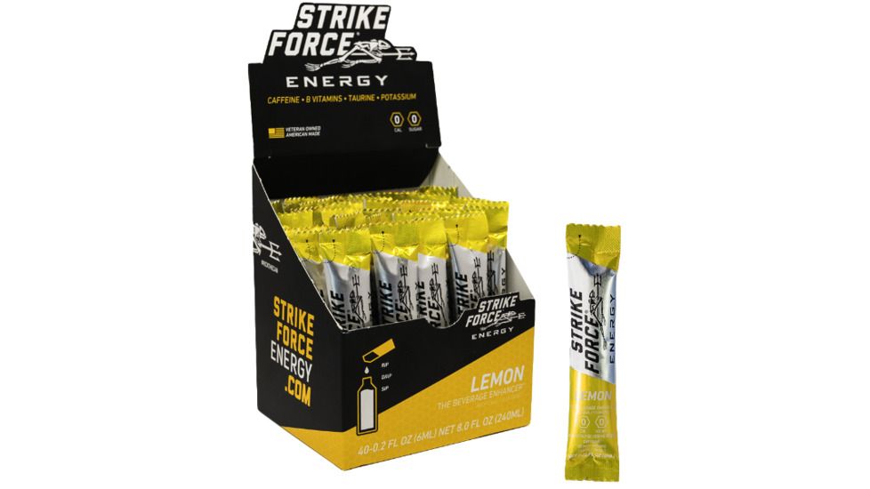 Strike Force Energy Beverage Enhancer, 40 ct Box, Lemon Flavor BOX-0040-LE