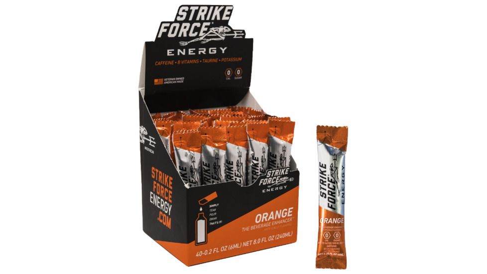 Strike Force Energy Beverage Enhancer, 40 ct Box, Orange Flavor BOX-0040-OR