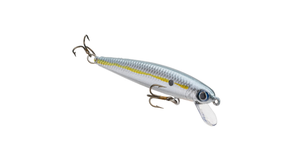 Strike King Bitsy Jerkbait Fishing Lure, Slow Sinking Minnow Profile Hard Bait, 1/8oz, SZ 10 Treble Hooks, Chrome Sexy Shad, HCJB-514