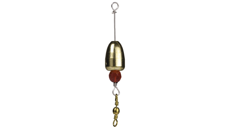 Strike King EZ-Rig Fishing Weight, Pre-Made Carolina Rig, 1/2oz, Stainless Steel Wire, Plastic Bead, Brass Weight, 2-Pack, Brass/Red, EZRIG-12