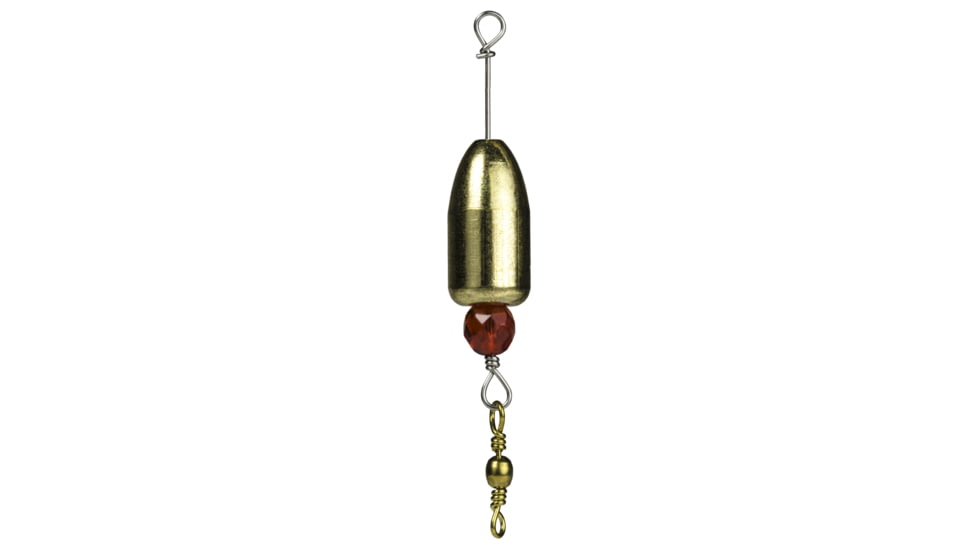 Strike King EZ-Rig Fishing Weight, Pre-Made Carolina Rig, 3/4oz, Stainless Steel Wire, Plastic Bead, Brass Weight, 2-Pack, Brass/Red, EZRIG-34