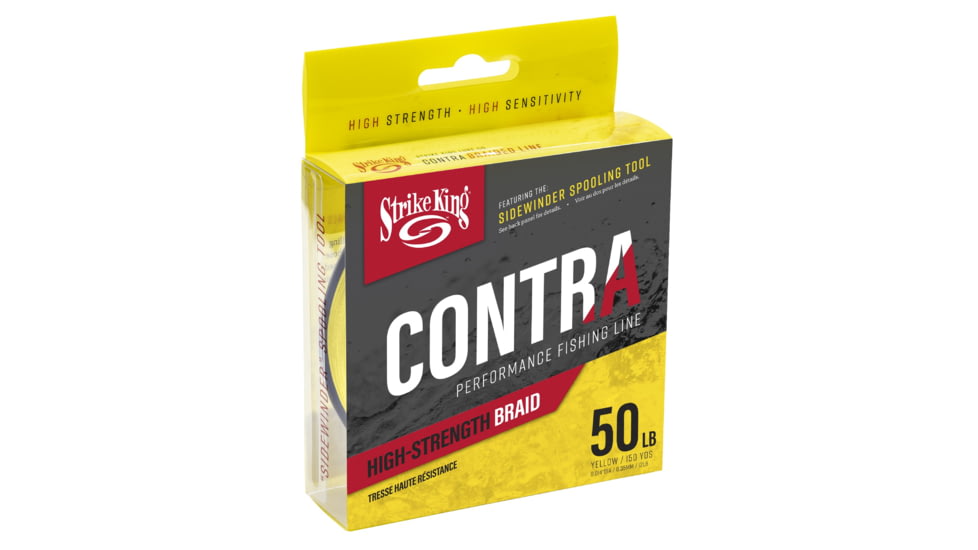 Strike King Contra Braid Fishing Line, 50lb Test, 150-Yards, Hi-Vis Yellow, LPB150-50Y