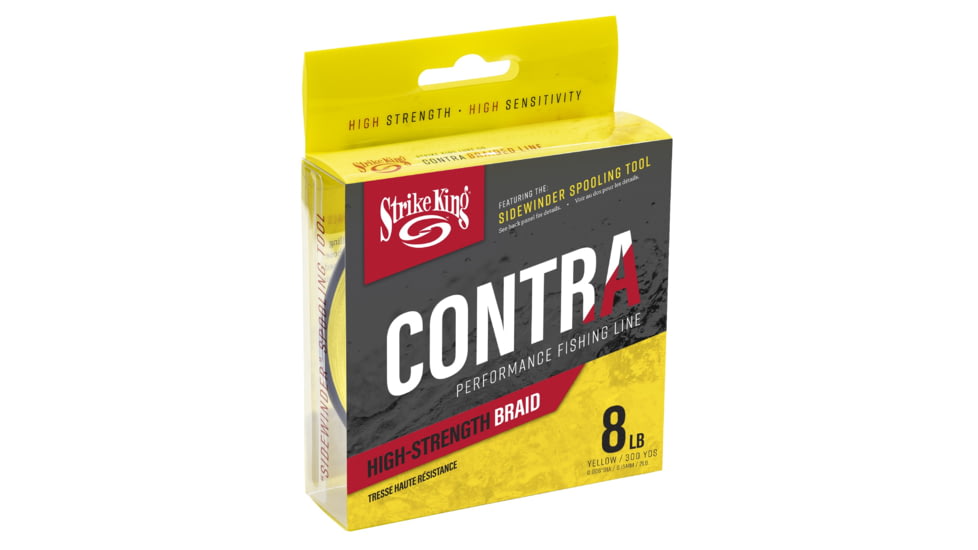 Strike King Contra Braid Fishing Line, 8lb Test, 300-Yards, Hi-Vis Yellow, LPB300-8Y