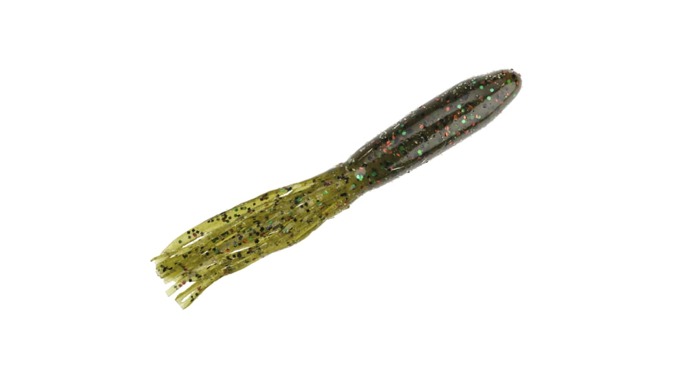Strike King Denny Brauer Flip-N-Tube Fishing Lure, Soft Plastic Tube, Green Pumpkin w/ Red and Green Flake, 4 1/2in, 8-Pack, FLPT4.5-63, FLPT4.5-63