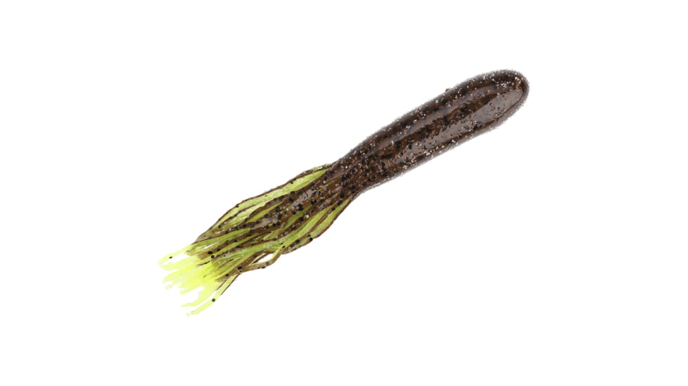 Strike King Denny Brauer Flip-N-Tube Fishing Lure, Soft Plastic Tube, Pumpkin w/ Chartreuse Tail, 4 1/2in, 8-Pack, FLPT4.5-48, FLPT4.5-48