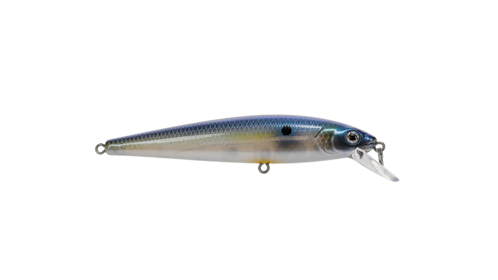 Strike King KVD Elite 200 Jerkbait Fishing Lure, Weight Transfer System, 4 1/2in, 3/8oz, Dives 4 to 7-Feet, SZ 4 Mustad Triple Grip Treble Hooks, Pro Blue Glimmer, HCKVDJ200E-334