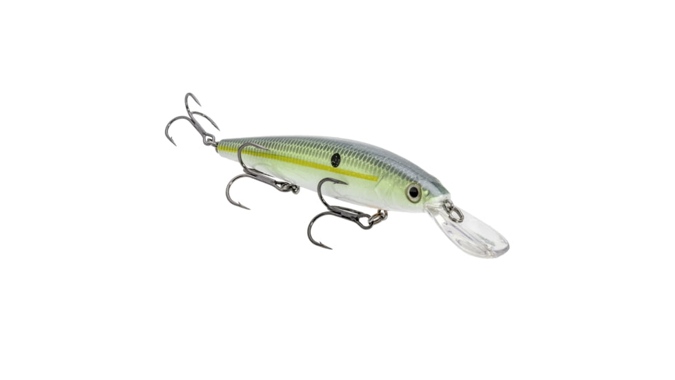 Strike King KVD Sinking Deep Jerkbait Fishing Lure, Weight Transfer System, 4 3/4in, 3/5oz, Slow Sinking, SZ 2 and 4 Mustad Triple Grip Treble Hooks, Chartreuse Sexy Shad, HCKVDJ300DS-538