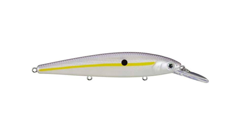 Strike King KVD Sinking Deep Jerkbait Fishing Lure, Weight Transfer System, 4 3/4in, 3/5oz, Slow Sinking, SZ 2 and 4 Mustad Triple Grip Treble Hooks, Chartreuse Shad, HCKVDJ300DS-598